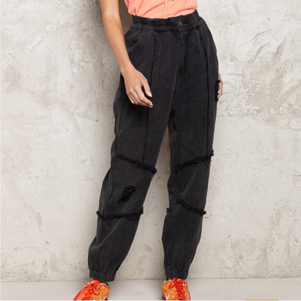 POL high rise twill jean joggers
